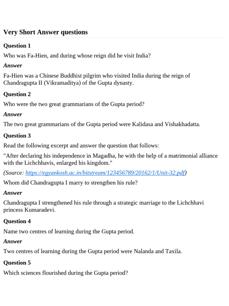 Very Short Answer Questions | PDF