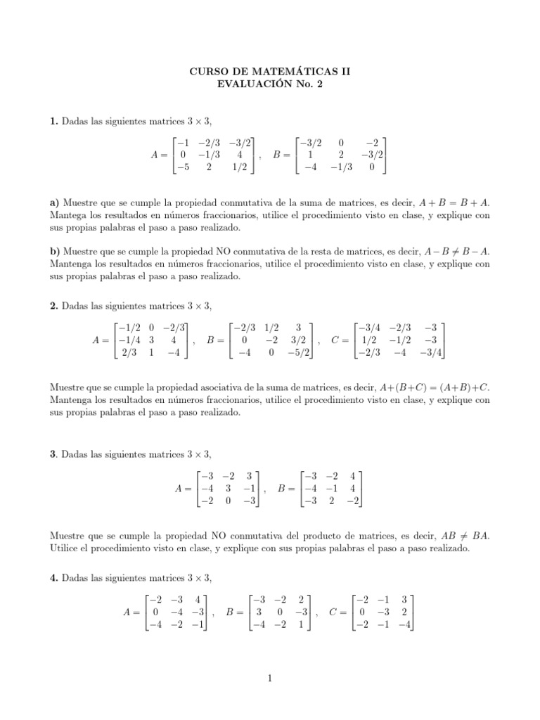 Evaluacion 2 | PDF | Teoría de la matriz | Relaciones matematicas