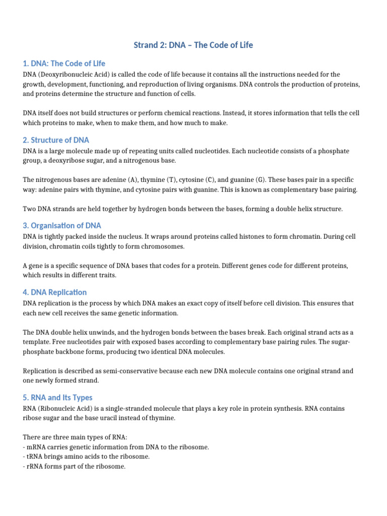 Strand 2 DNA The Code of Life | PDF | Rna | Dna