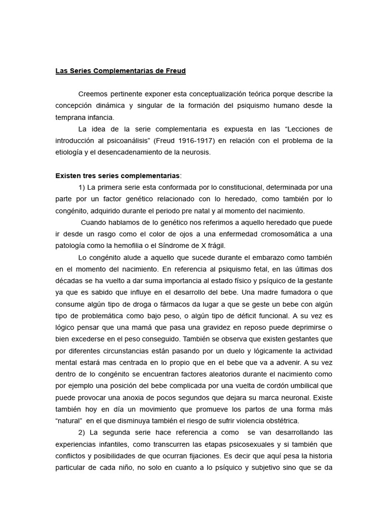 Las Series Complementarias de Freud | PDF