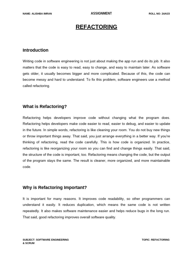 REFACTORING | PDF | Agile Software Development | Computing