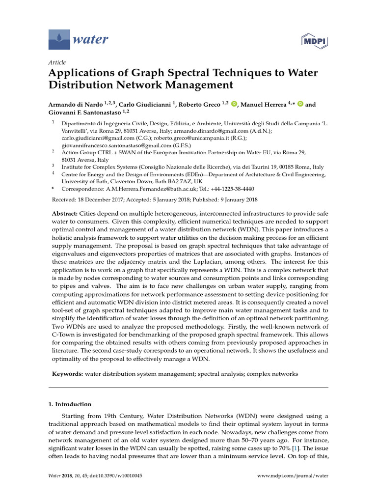 Applications of Graph Spectral Techniques To Water | PDF | Eigenvalues ...