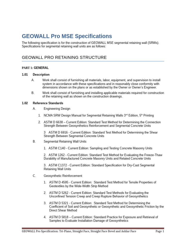 1 GeoWall Pro Specifications REVISED June 2 2025 | PDF | Concrete ...