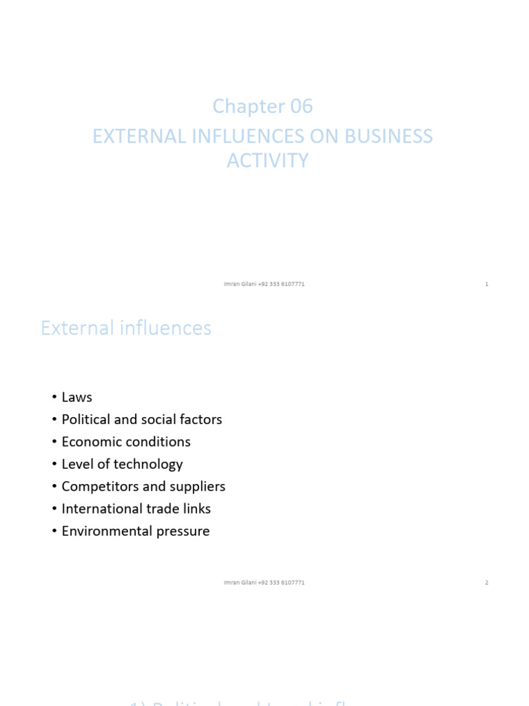 06 External Influences On Business Activity | PDF | Employment | Tariff