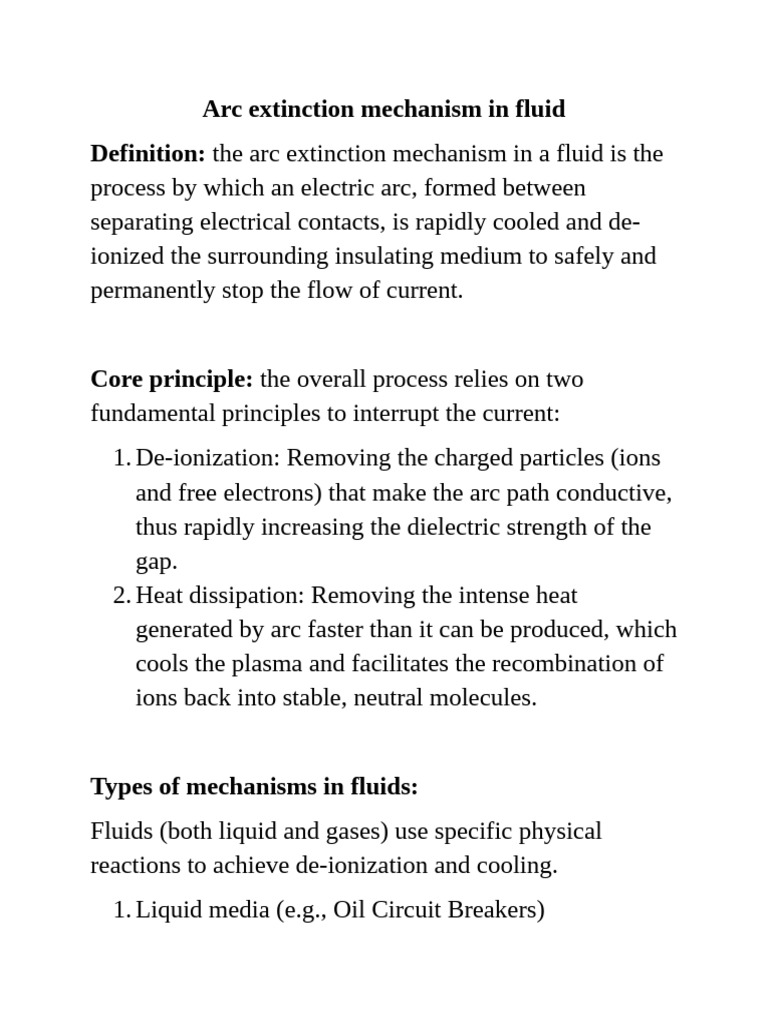 Arc Extinction Mechanism in Fluid | PDF