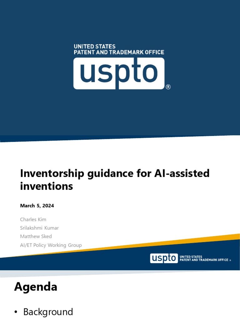 Inventorship Guidance For Ai Assisted Inventions | PDF | Invention | Patent