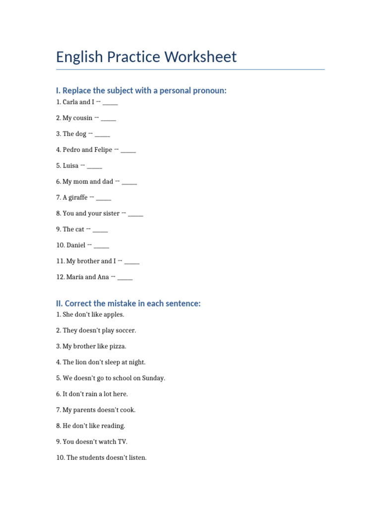 English Practice Test With Vocabulary | PDF