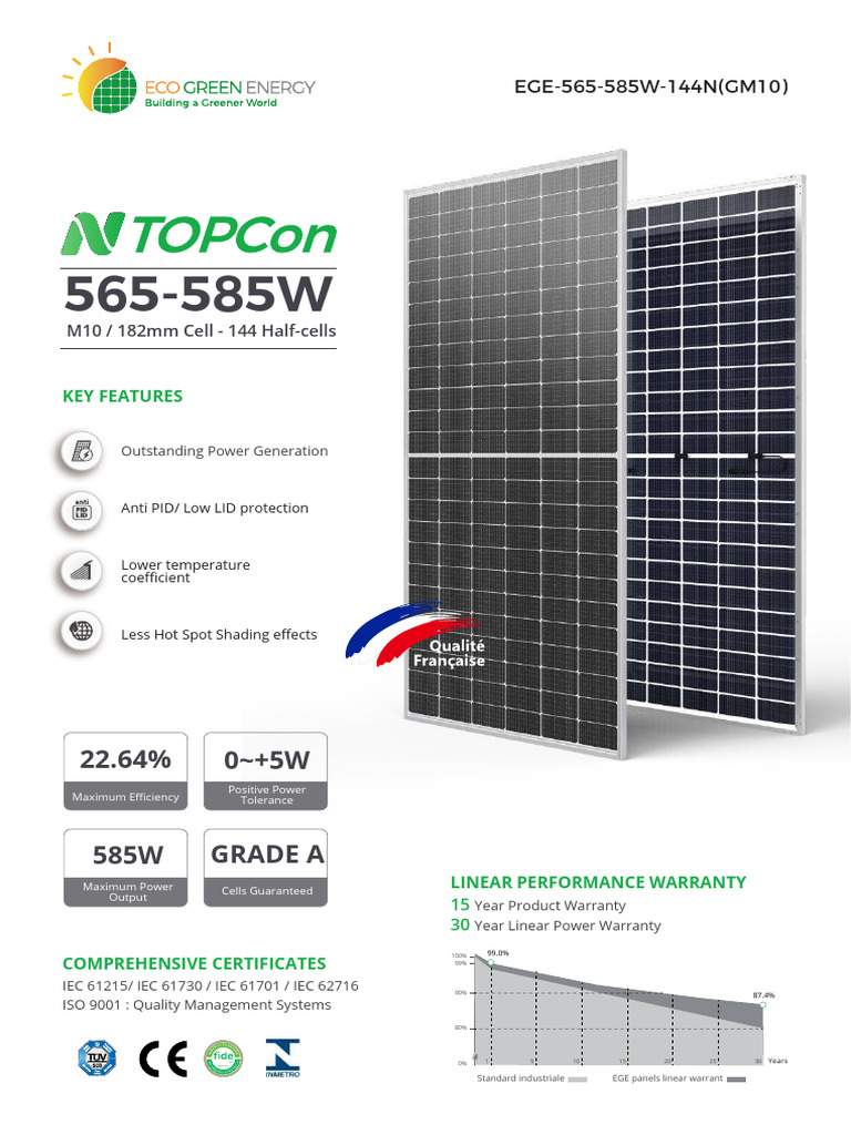 FT - Panel Eco Green 585W | PDF | Electricity | Electrical Engineering