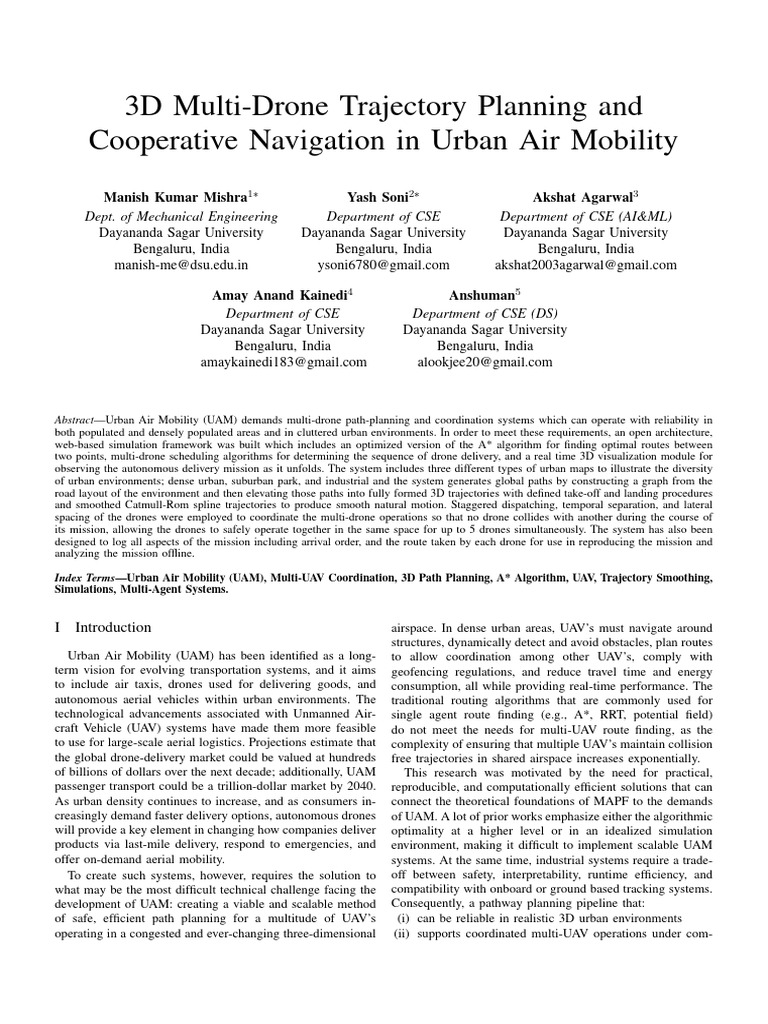 3D Multi-Drone Trajectory Planning and Cooperative Navigation in Urban ...