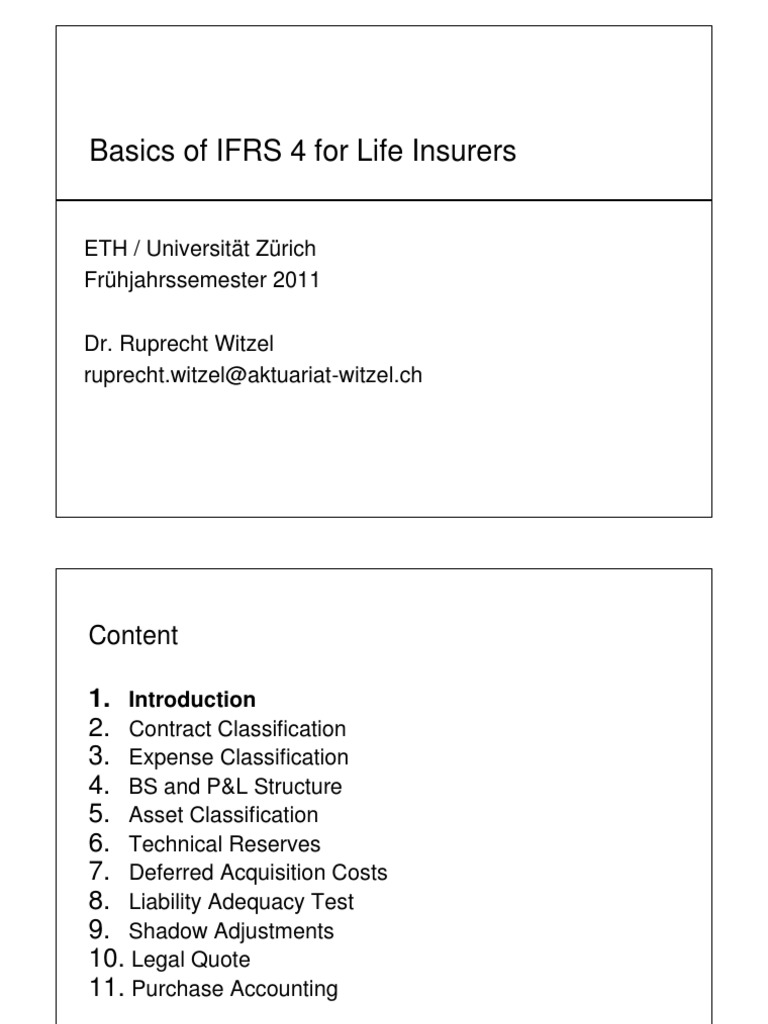 Basics of IFRS 4 for Life Insurers FS 11 Statement Fair Value