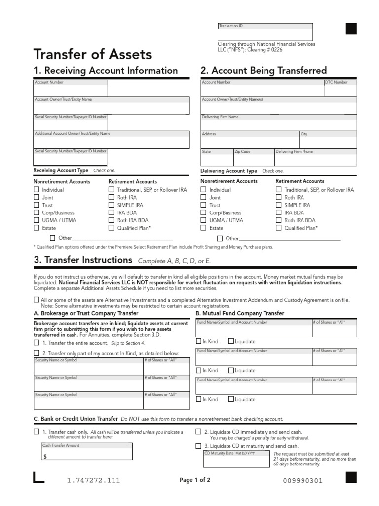 Transfer Form | PDF | Individual Retirement Account | Financial Services