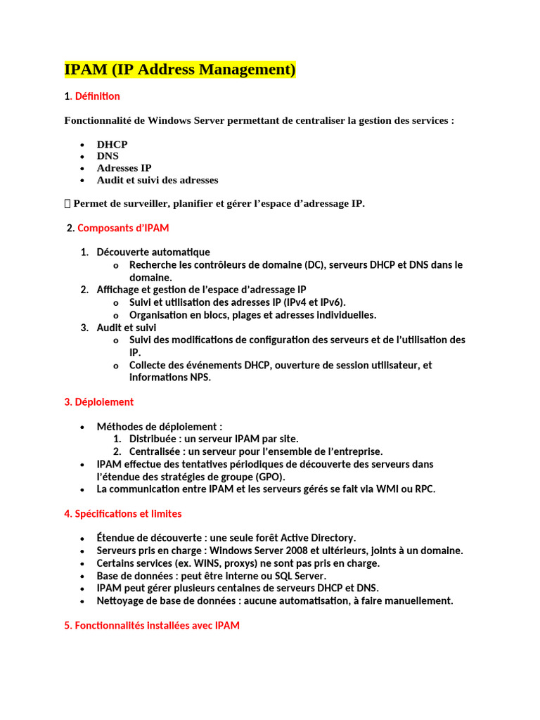 Ipam DHCP | PDF | Adresse IP | Système de noms de domaines