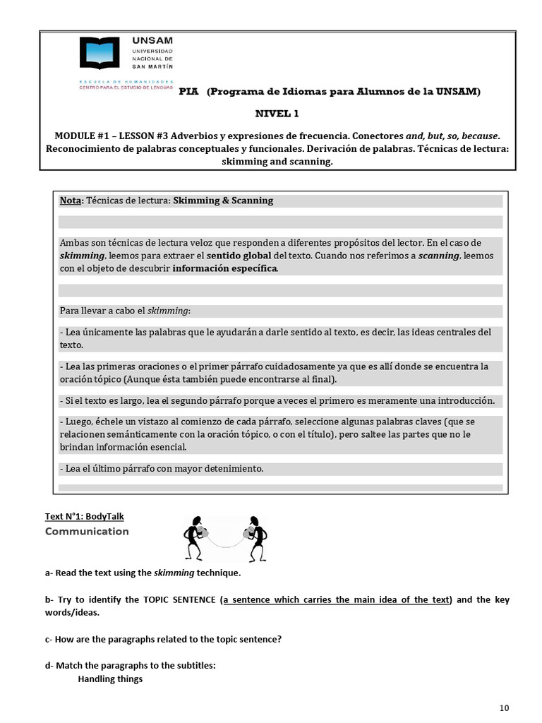 Inglés - Nivel 1 EH - Lesson 3 | PDF | Word | Adjective