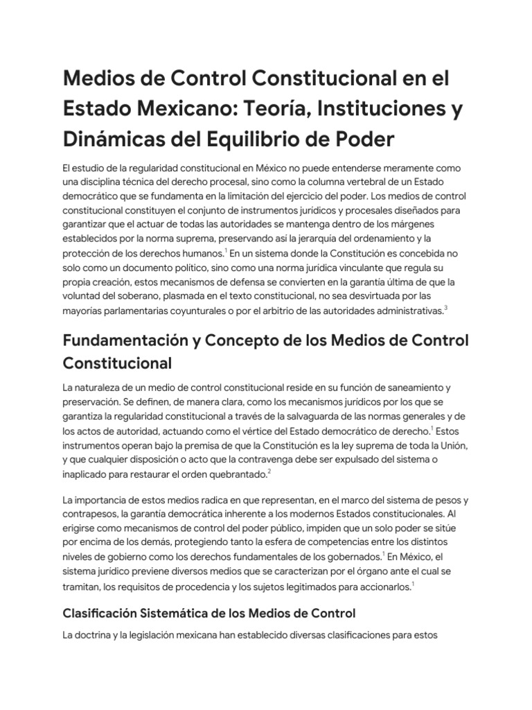 Medios de Control Constitucional en México | PDF | El proceso de ...