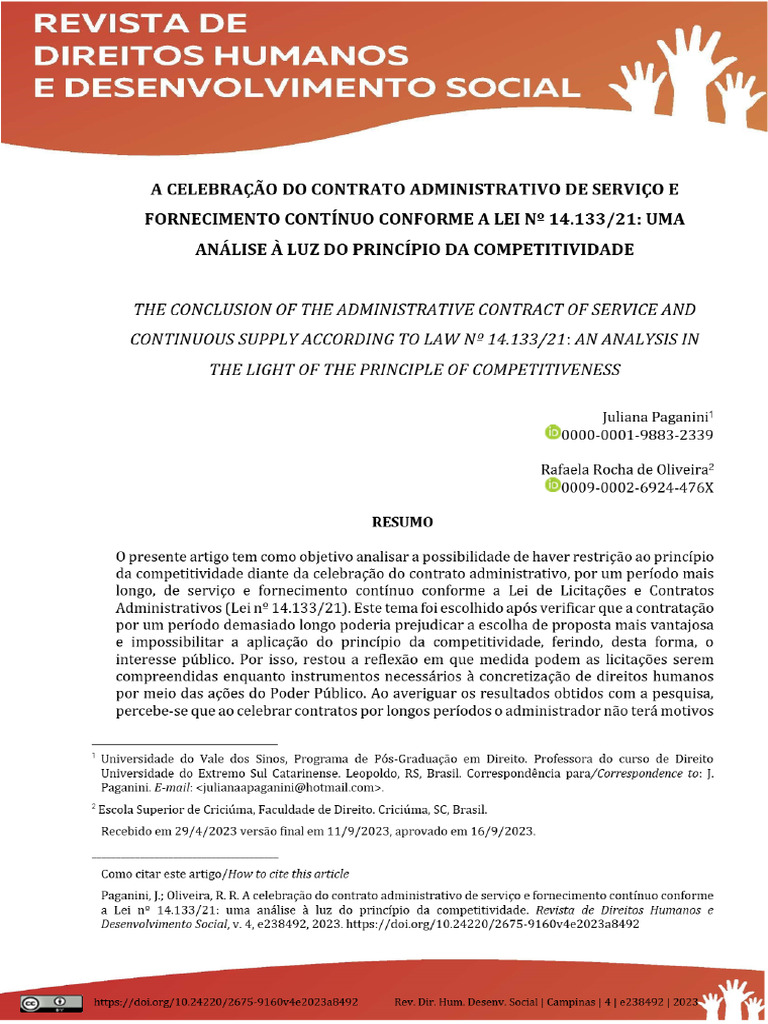 A Celebração Do Contrato Administrativo de Serviço e Fornecimento ...