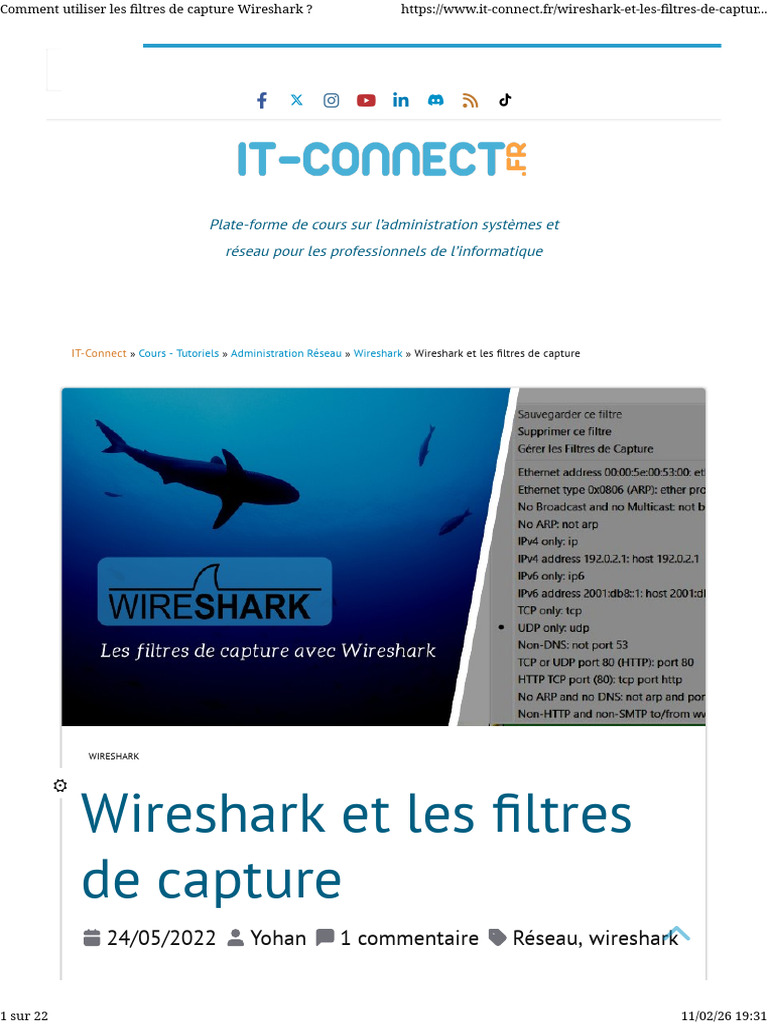 Comment Utiliser Les Filtres de Capture Wireshark | PDF | Linux ...