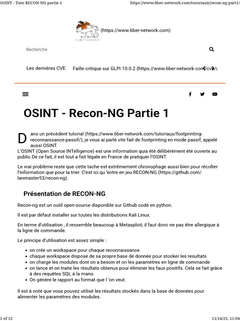 OSINT - Tuto RECON-NG Partie 1 | PDF | Système de noms de domaines ...