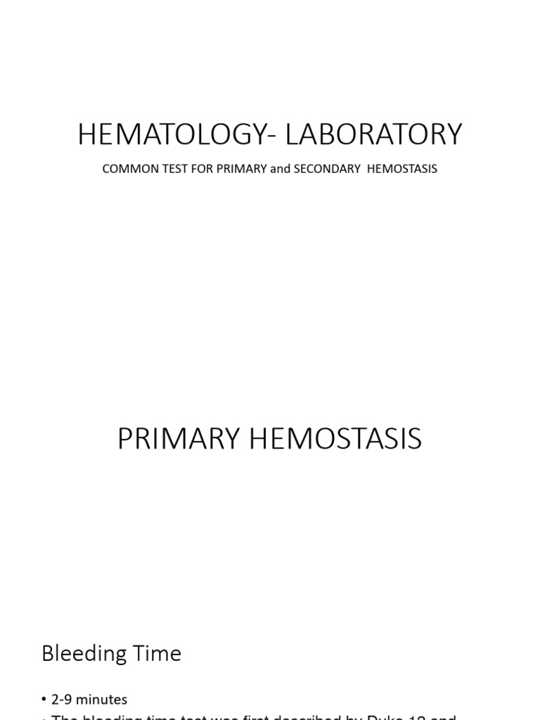 Laboratory DX For Primary and Secondary Hemostasis | PDF | Coagulation ...