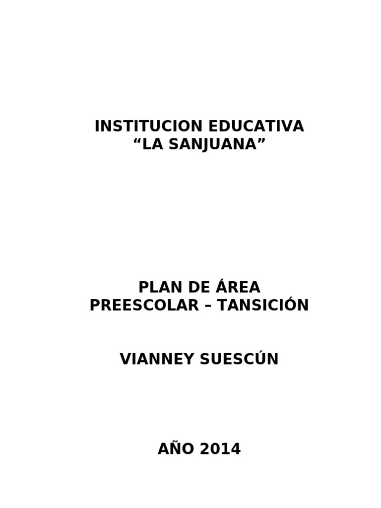 Plan de Área Preescolar. | PDF | Educación de la primera infancia ...