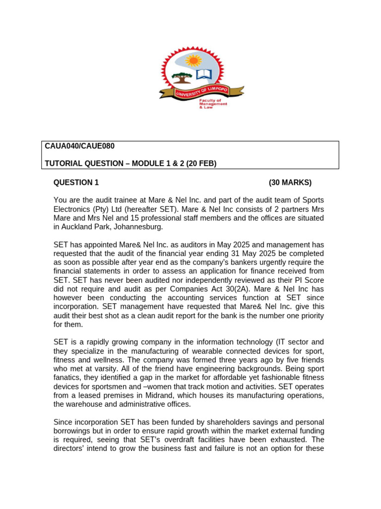 Module 1 & 2 Tutorial Question 20 Feb | PDF