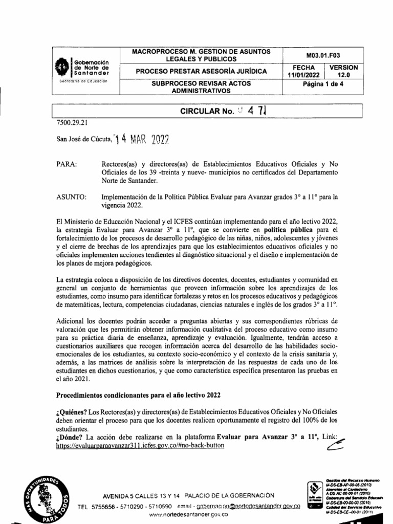 Circular No 047 14032022 Implementacion Politica Publica Evaluar ...