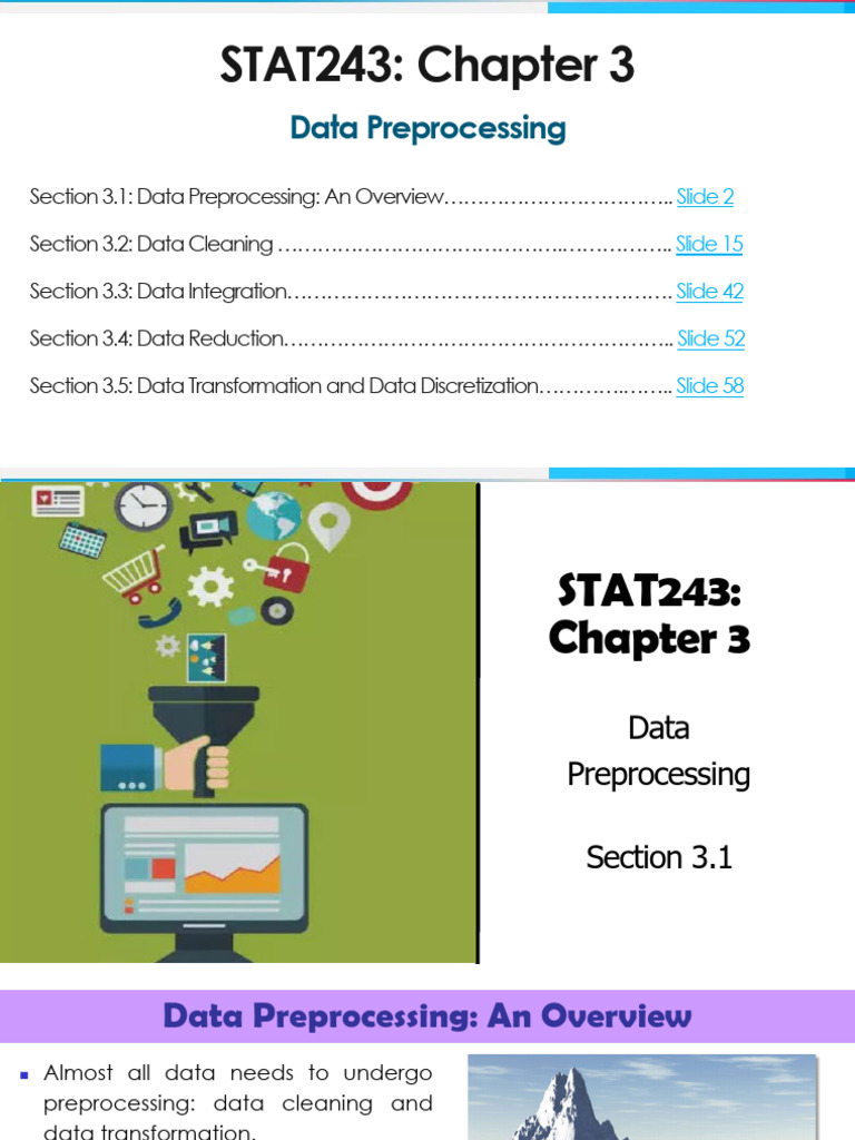 STAT243 Chapter 3 - Data Preprocessing | PDF | Standard Score | Outlier