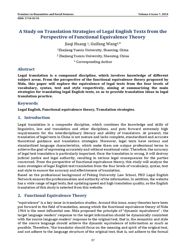 A Study on Translation Strategies of Legal English | PDF