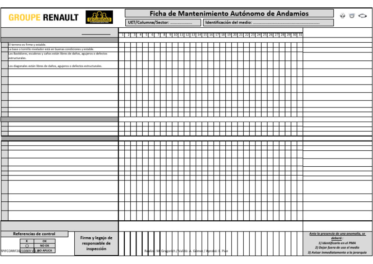 Copia de RPIFCORRF20210009 - Rev 1.0 - PMA Andamios (1)(9559) | PDF