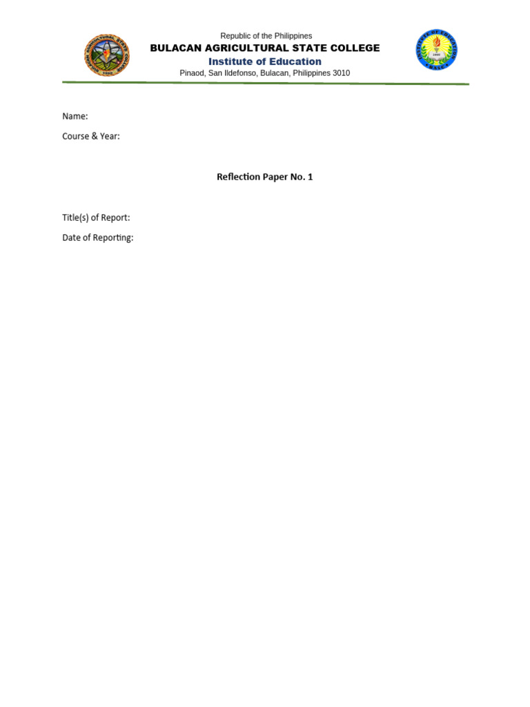 Reflection Paper No 1 2026JAN20 | PDF