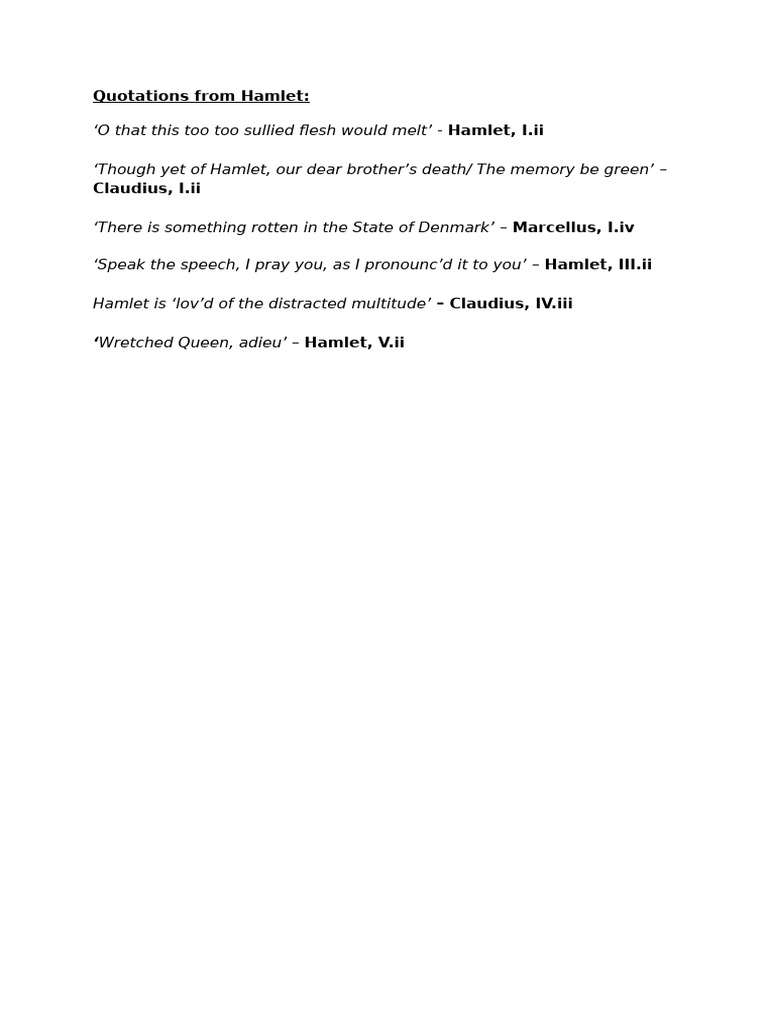 Hamlet Notes | PDF | Hamlet | William Shakespeare