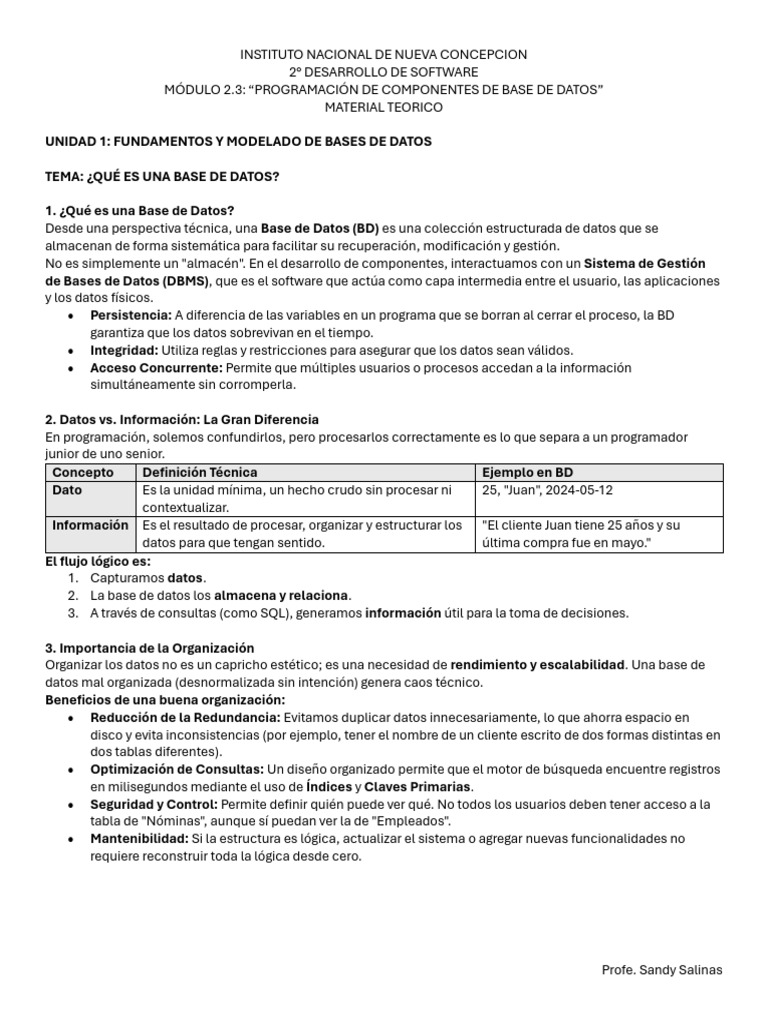 MTUnidad1Fundamentos y Modelado de Bases de Datos | PDF | Bases de ...