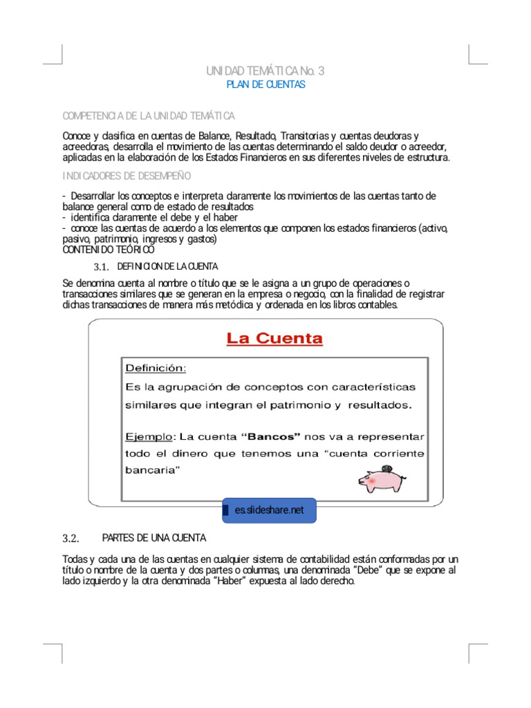 Unidad Temática N°3 Plan de Cuentas | PDF | Contabilidad | Hoja de balance