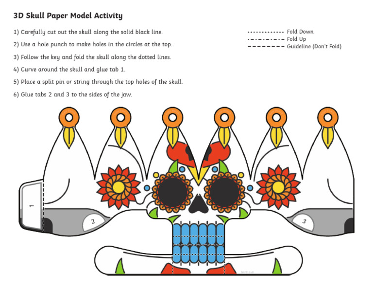 ArchColor FREE Day of The Dead 3D Sugar Skull Paper Craft | PDF