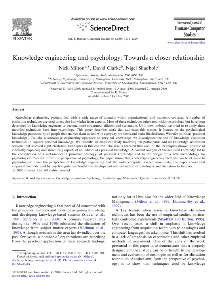 Knowledge Engineering and Psychology | PDF | Psychotherapy ...