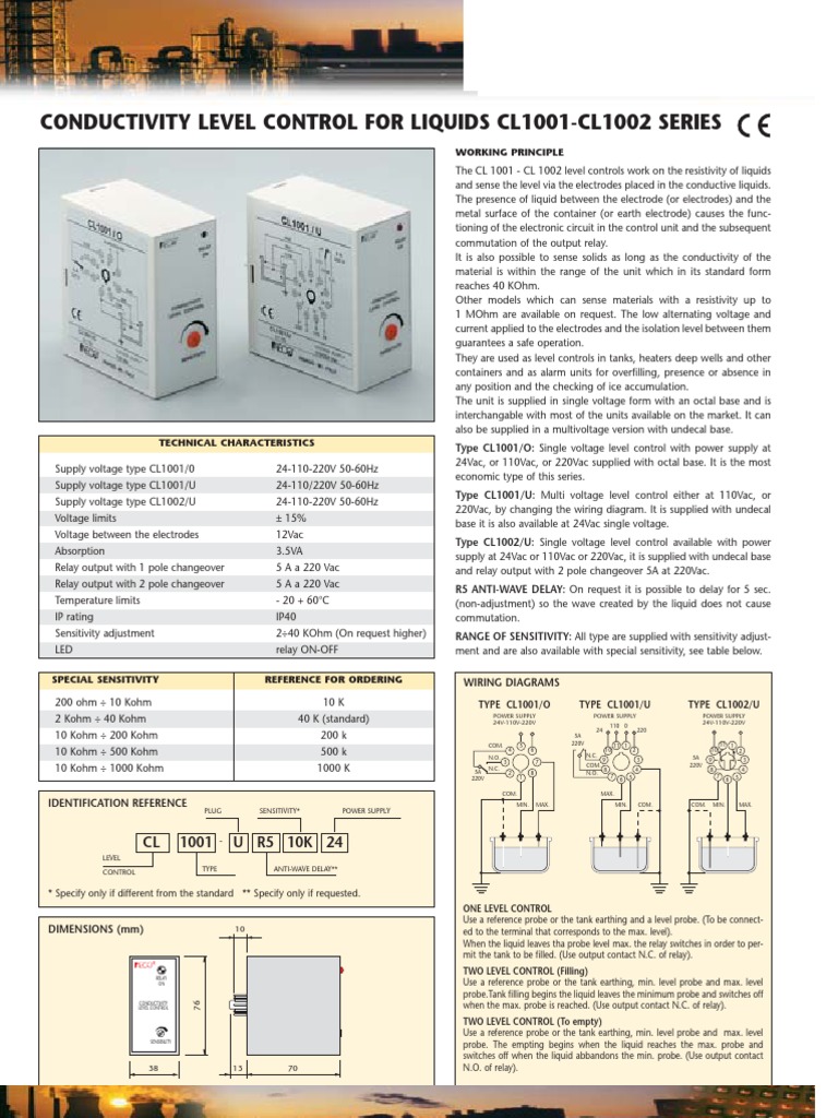 AECO 1001 Codutivity Level Control | PDF | Relay | Electrical ...