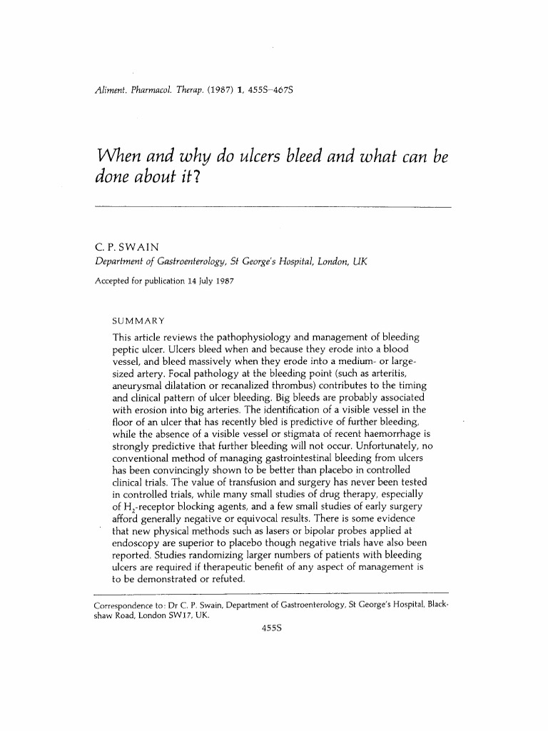 When and Why Do Ulcers Bleed and What Can Be Done About It | PDF ...