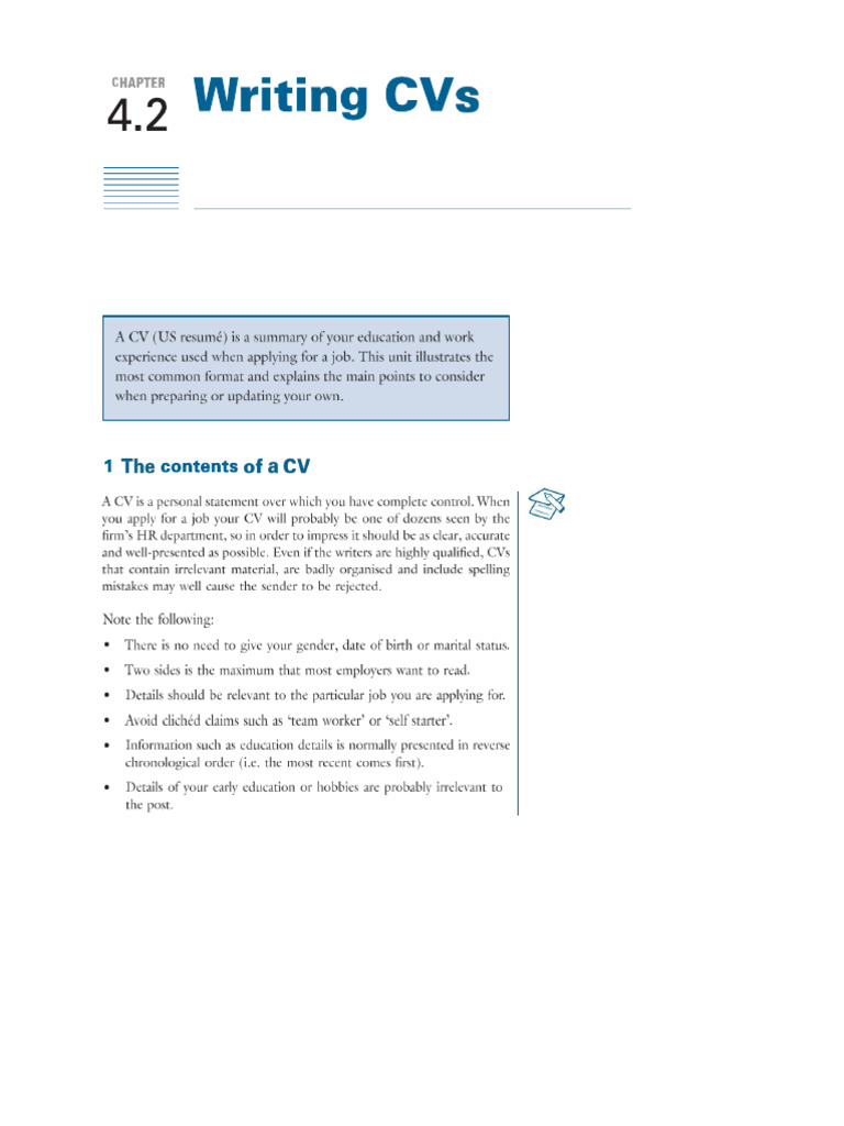 Writing CVs and Cover Letter | PDF | Résumé | Computing