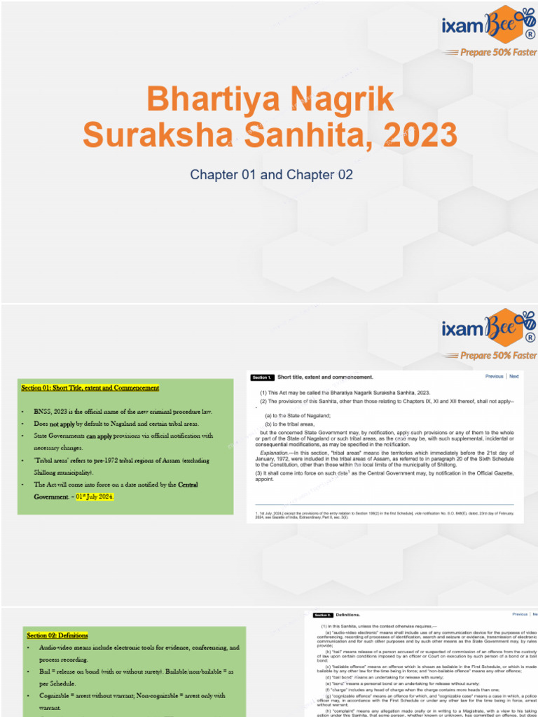BNSS (Chapter 1 and 2) - Class | PDF | Magistrate | Bail