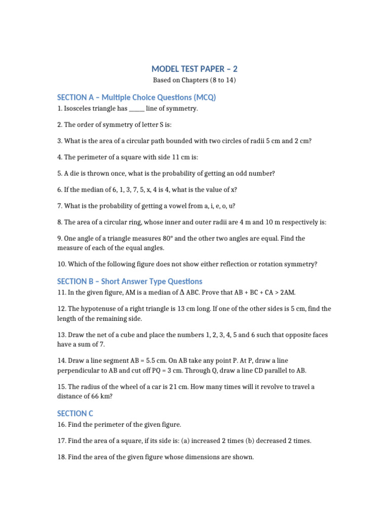 Model Test Paper 2 | PDF