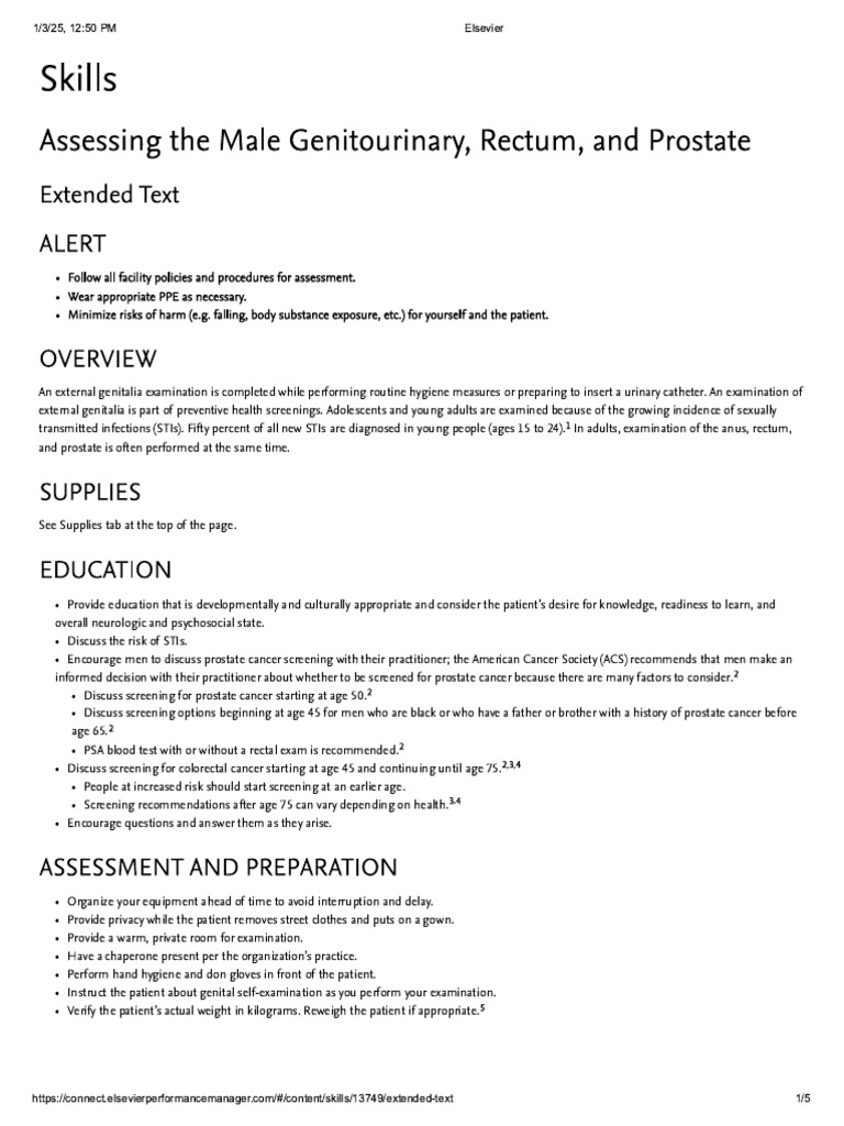 Assessing the Male Genitourinary, Rectum, And Prostate Extended Text | PDF