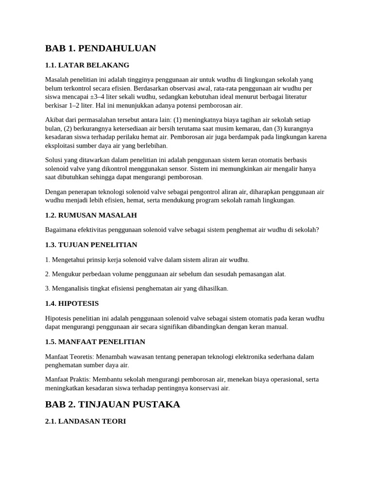 Proposal Penelitian Solenoid Valve OPSI 2026 | PDF