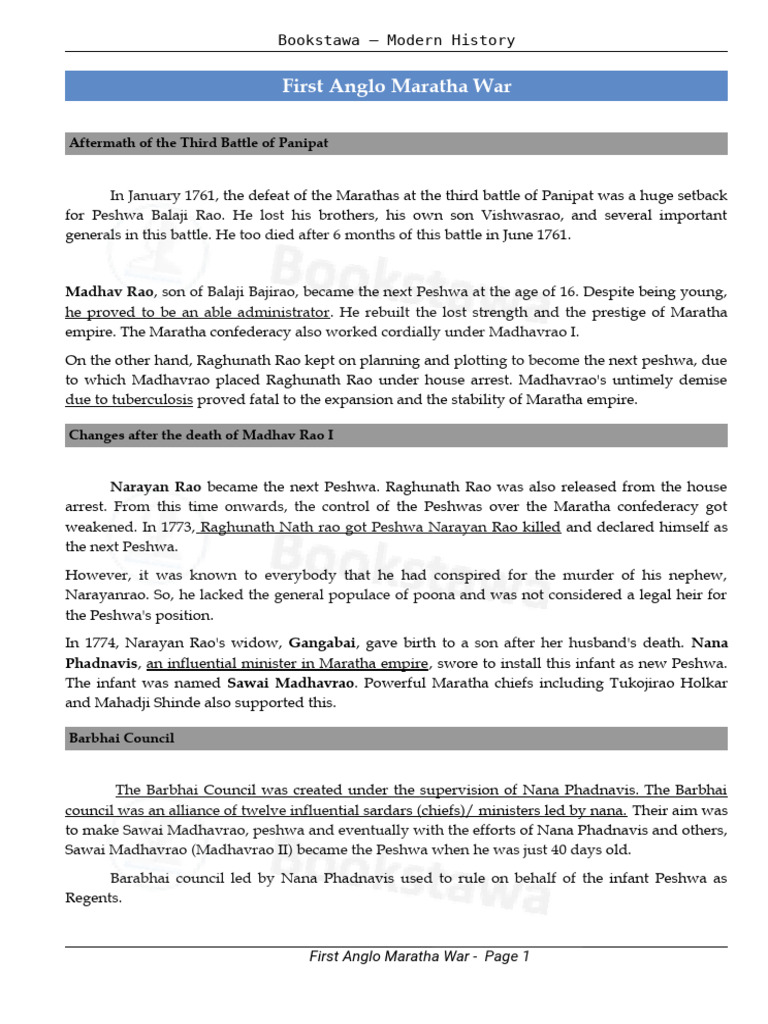 First Anglo Maratha War - Treaty of Salbai Purandar Surat - 59448482 ...