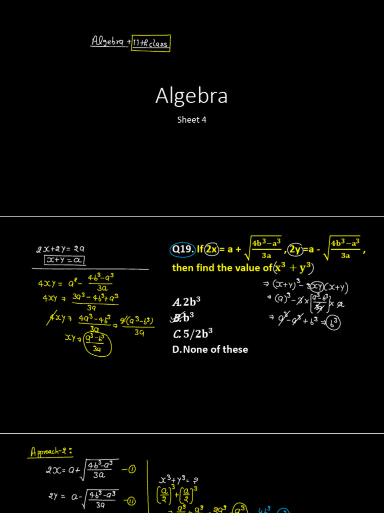 724 Advance Maths Algebra Algebra Class Notes Algebra | PDF