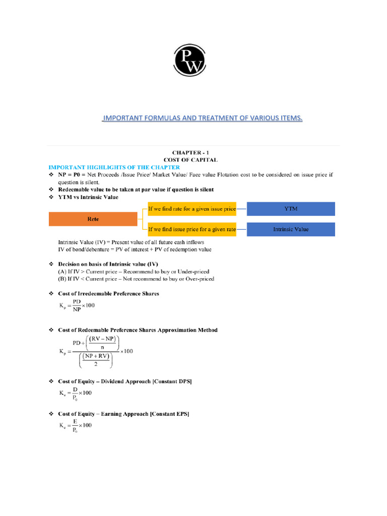Important Formulas FM-SM | PDF