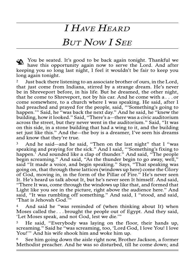 65-1127E I Have Heard but Now I See VGR | PDF | Jesus | Faith
