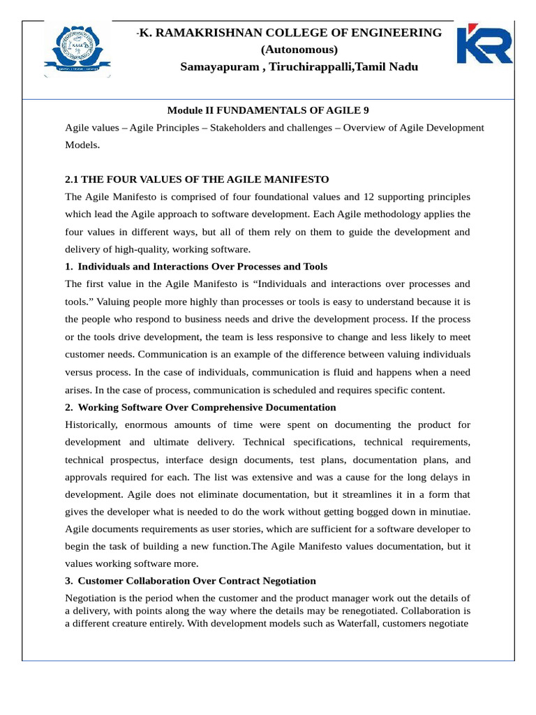 Agile - Unit 2 | PDF | Agile Software Development | Software ...