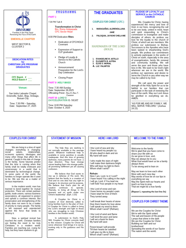 Dedication Rites Program 2025 | PDF | Jesus | God In Christianity