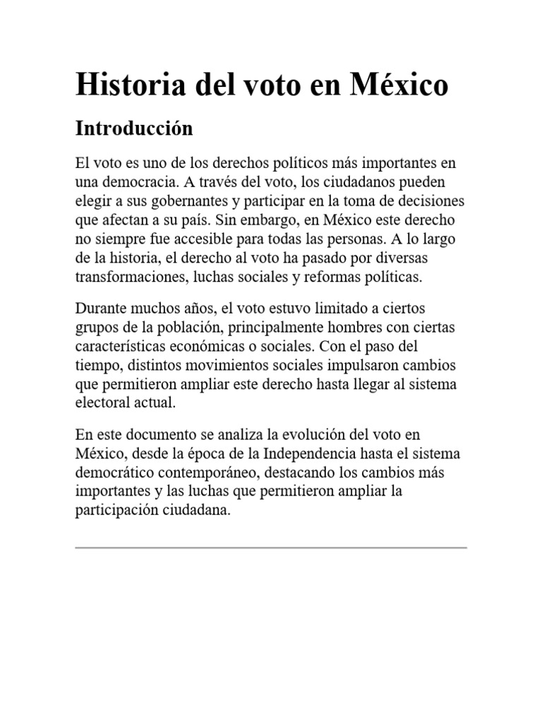Historia Del Voto en México | PDF | Elecciones | Democracia