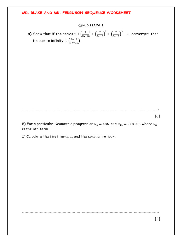 Add Math Worksheet AP and GP | PDF | Numbers | Series (Mathematics)