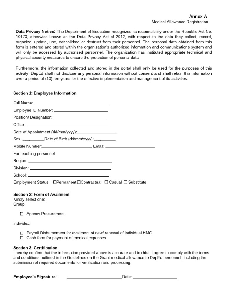 Medical Allowance Forms 3 | PDF | Information Privacy | Privacy